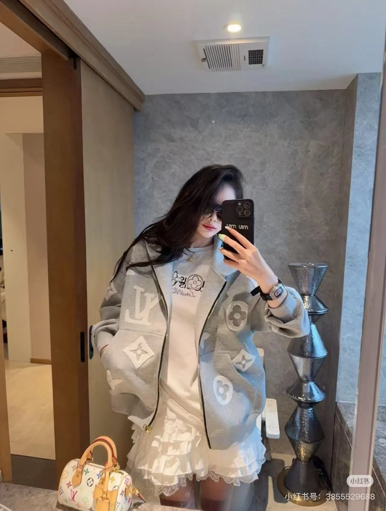 Louis Vuitton/Louis Vuitton towel logo zipper hooded sweatshirt jacket